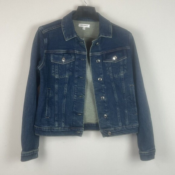 Good American The Fitted Blue Jean Jacket NWT Size 0 - Picture 3 of 12